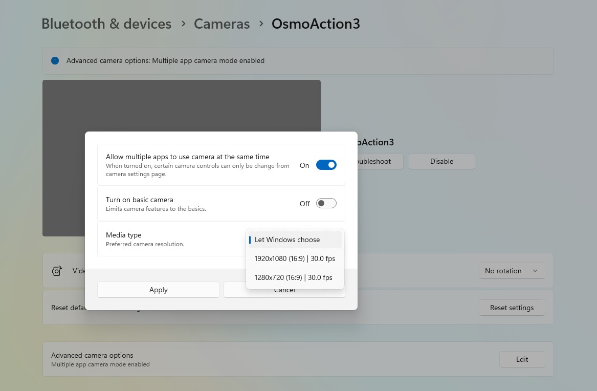 Advanced Camera Options