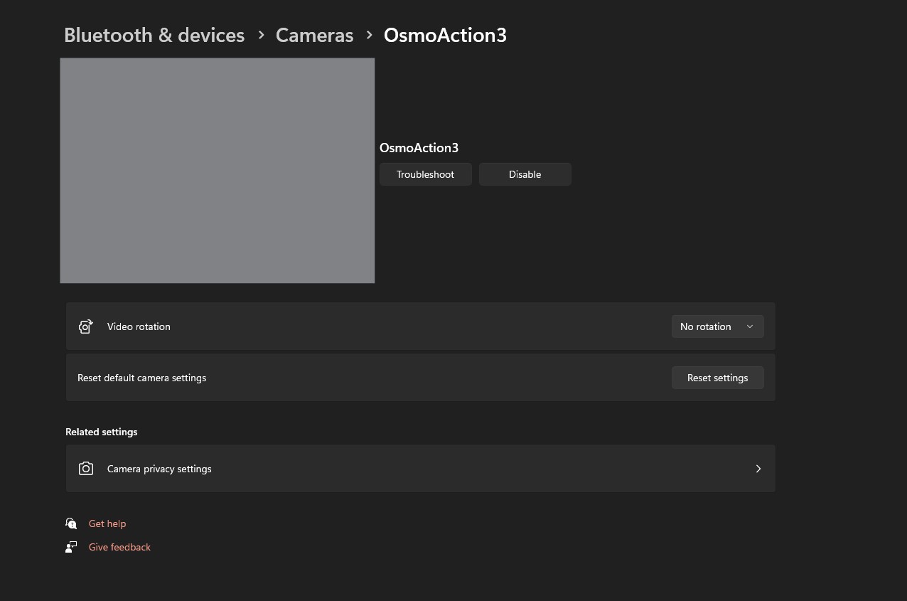 Camera Configuration Options Not Appearing