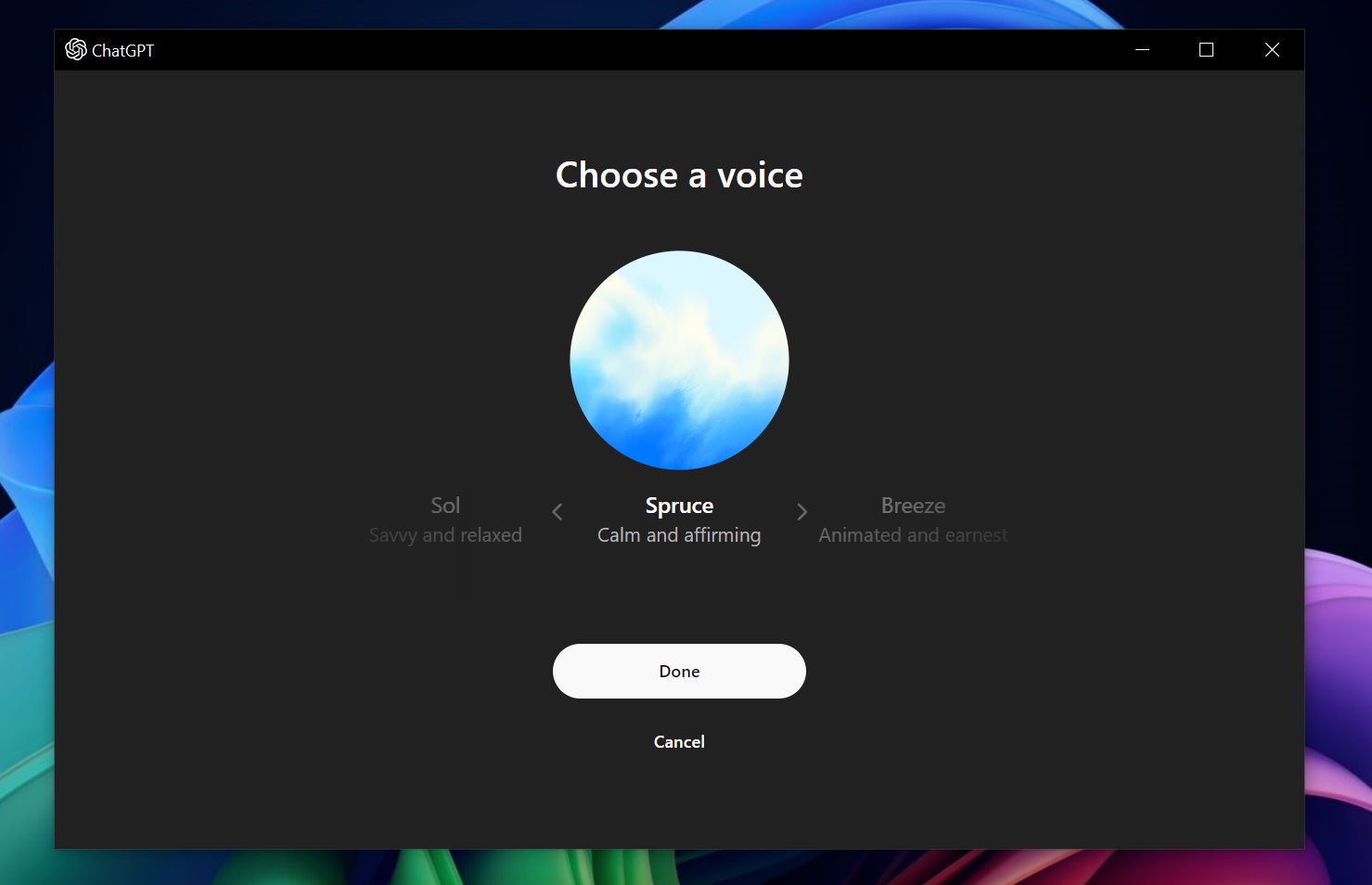 ChatGPT voice mode on Windows